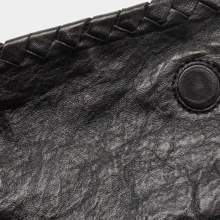 Pre Owned Bottega Veneta Black/Brown Python And Intrecciato Leather Clutch Bag