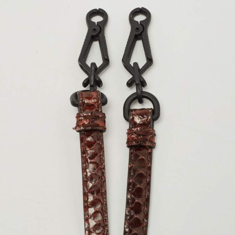 Pre Owned Bottega Veneta Black/Brown Python And Intrecciato Leather Clutch Bag