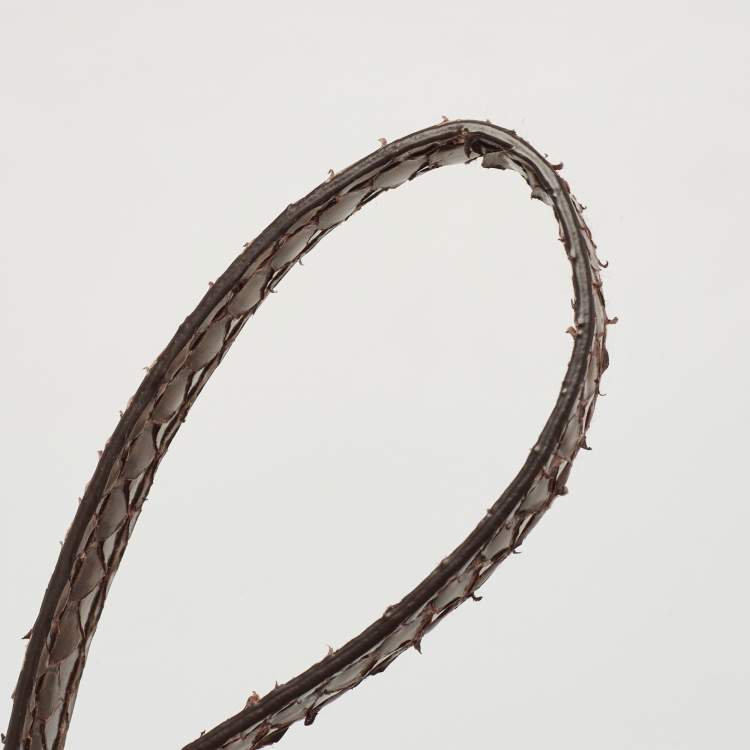 Pre Owned Bottega Veneta Black/Brown Python And Intrecciato Leather Clutch Bag