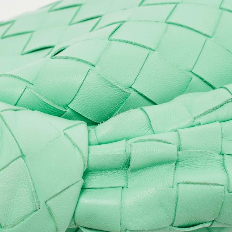 Pre Owned Bottega Veneta Light Green Intrecciato Leather Mini BV Jodie Bag