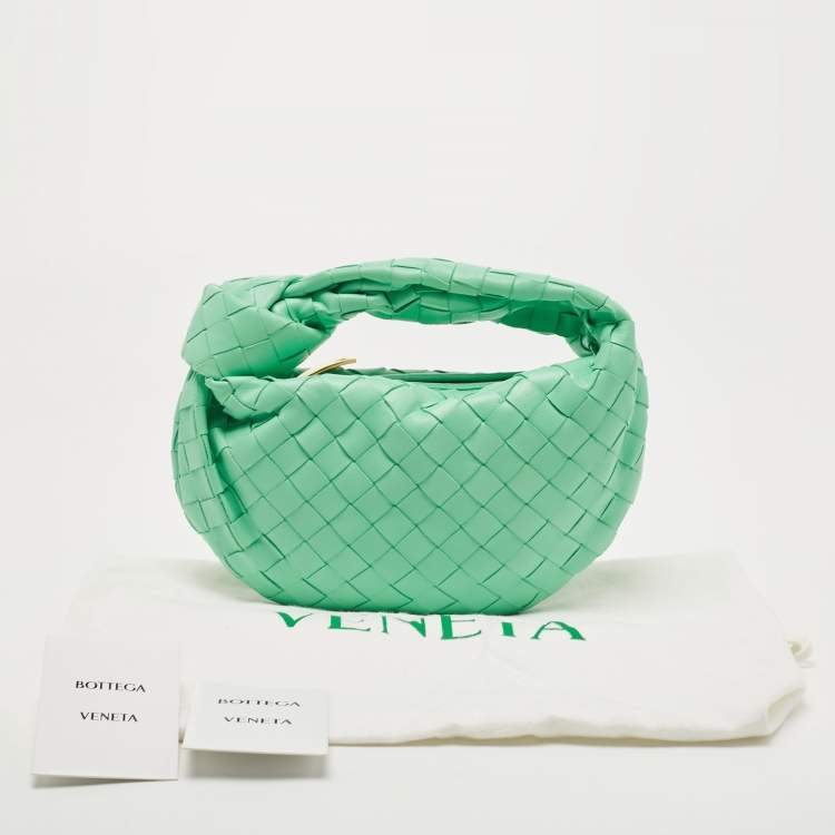 Pre Owned Bottega Veneta Light Green Intrecciato Leather Mini BV Jodie Bag