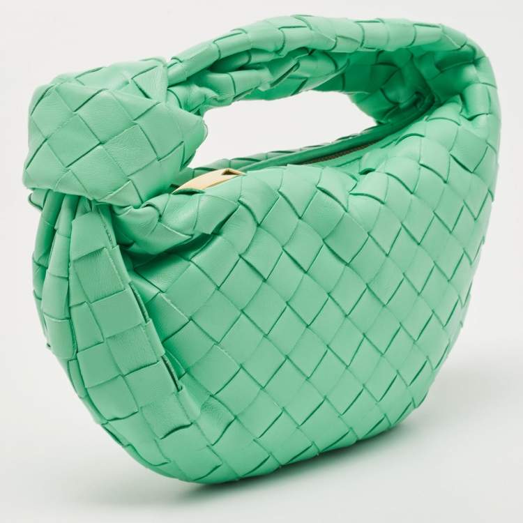 Pre Owned Bottega Veneta Light Green Intrecciato Leather Mini BV Jodie Bag