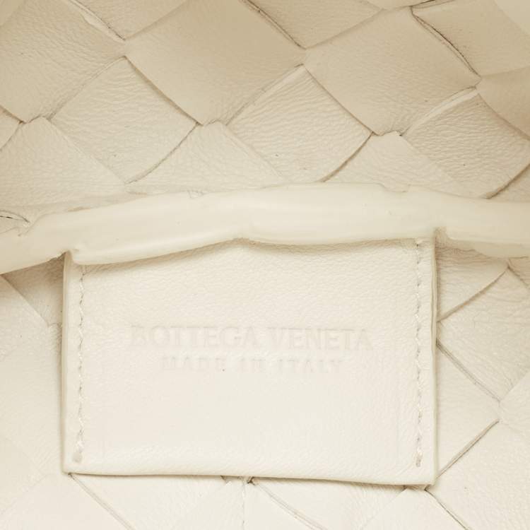 Pre Owned Bottega Veneta White Intrecciato Leather Tie Shoulder Bag