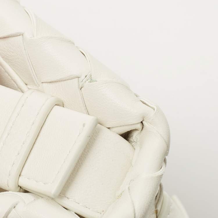 Pre Owned Bottega Veneta White Intrecciato Leather Tie Shoulder Bag