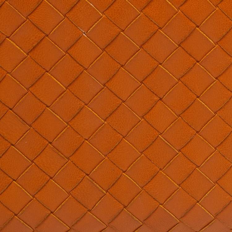 Pre Owned Bottega Veneta Tan Intrecciato Leather Zip Around Wallet