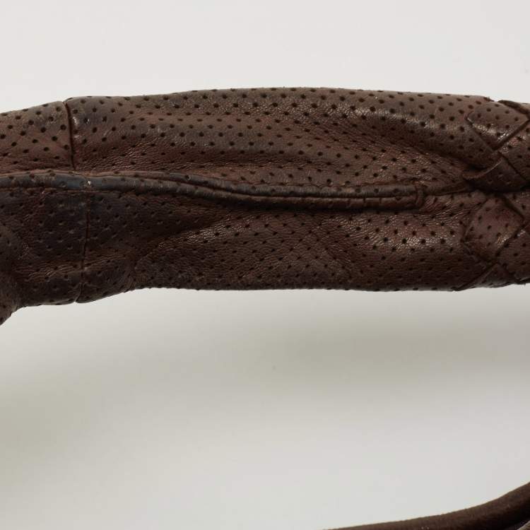Pre Owned Bottega Veneta Brown Intrecciato Perforated Leather Veneta Hobo