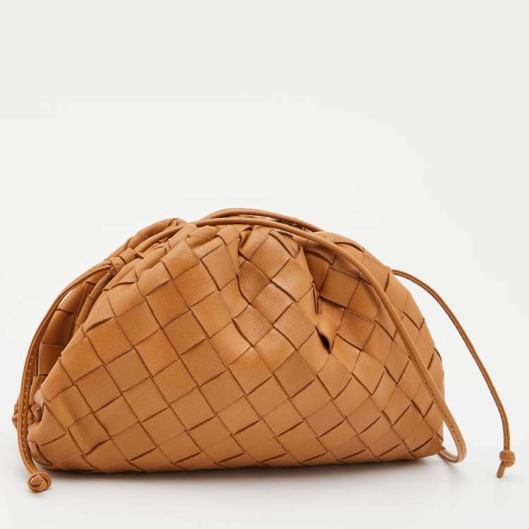Pre Owned Bottega Veneta Tan Intrecciato Leather Mini The Pouch Bag