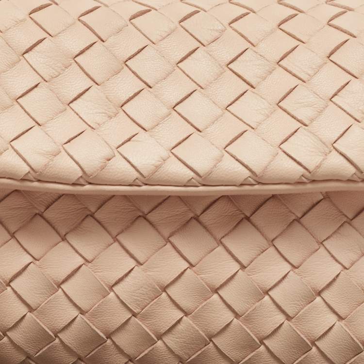 Pre Owned Bottega Veneta Nude Intrecciato Nappa Leather Flap Clutch