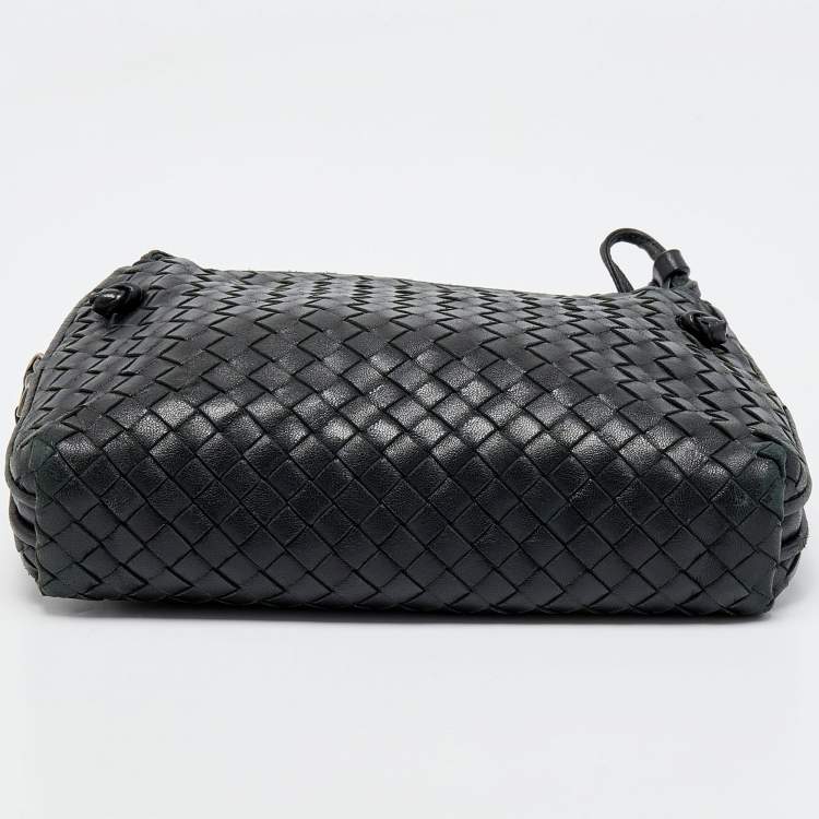 Pre Owned Bottega Veneta Black Intrecciato Leather Nodini Crossbody Bag
