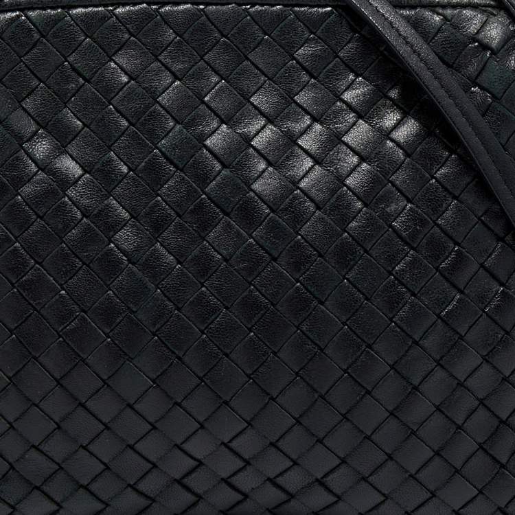 Pre Owned Bottega Veneta Black Intrecciato Leather Nodini Crossbody Bag