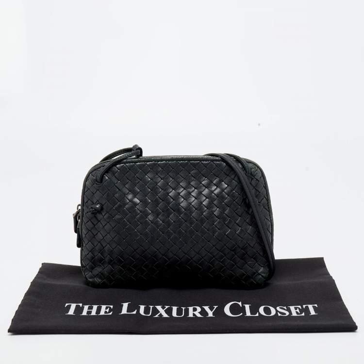 Pre Owned Bottega Veneta Black Intrecciato Leather Nodini Crossbody Bag