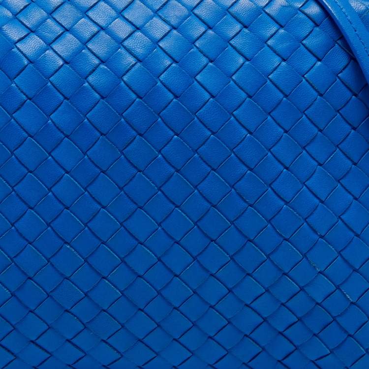 Pre Owned Bottega Veneta Blue Intrecciato Leather Nodini Crossbody Bag
