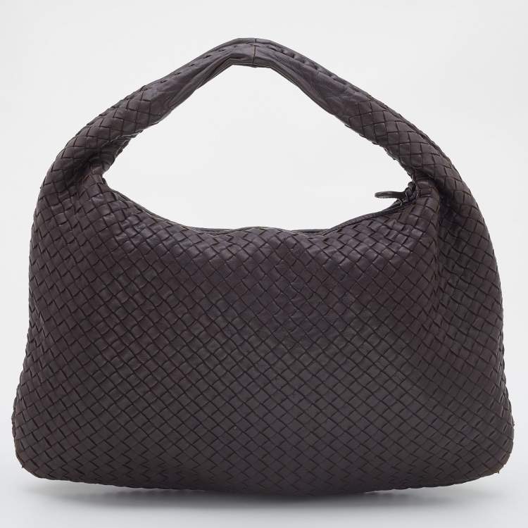 Pre Owned Bottega Veneta Brown Intrecciato Leather Large Veneta Hobo