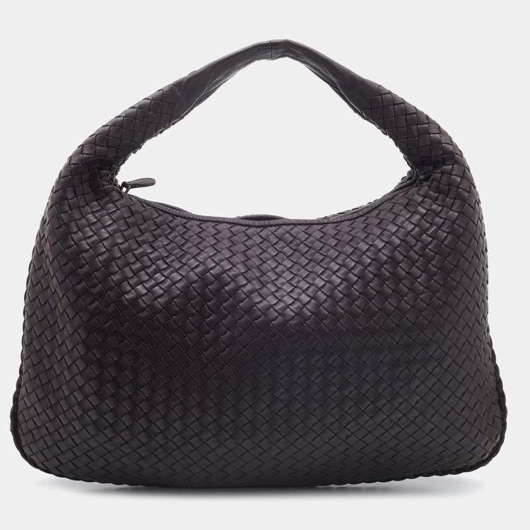 Pre Owned Bottega Veneta Brown Intrecciato Leather Large Veneta Hobo