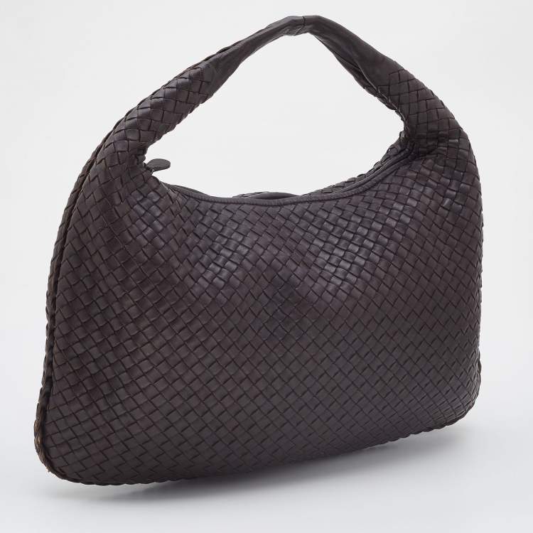 Pre Owned Bottega Veneta Brown Intrecciato Leather Large Veneta Hobo