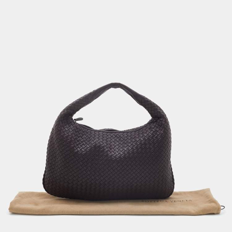 Pre Owned Bottega Veneta Brown Intrecciato Leather Large Veneta Hobo