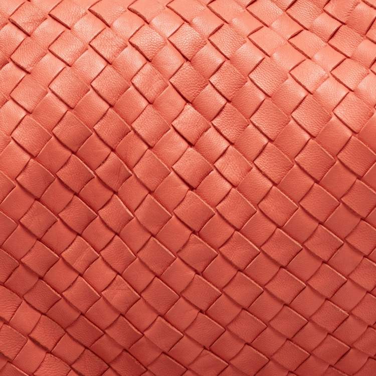 Pre Owned Bottega Veneta Coral Orange Intrecciato Leather Belly Veneta Hobo
