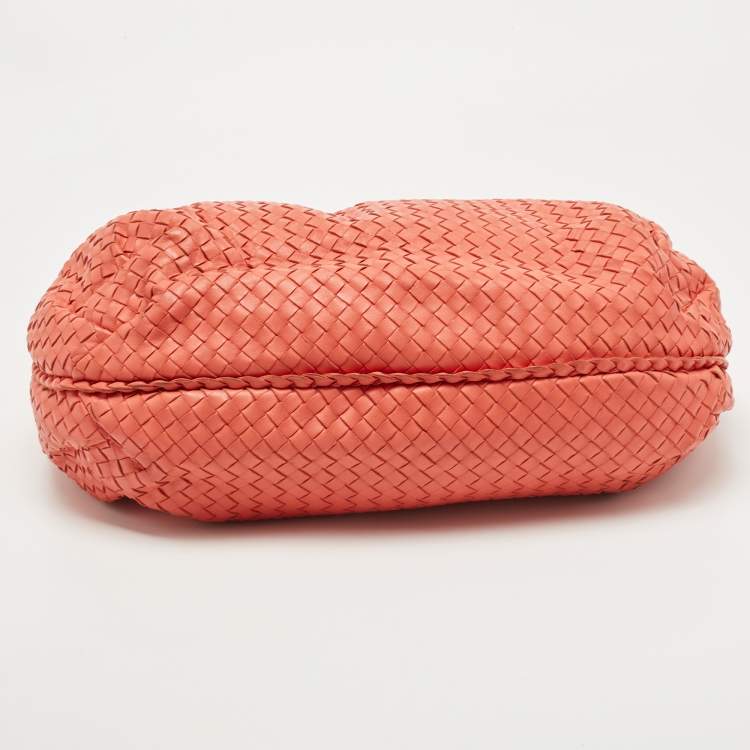 Pre Owned Bottega Veneta Coral Orange Intrecciato Leather Belly Veneta Hobo