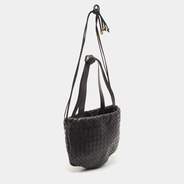 Pre Owned Bottega Veneta Black Intrecciato Leather Small Bulb Shoulder Bag