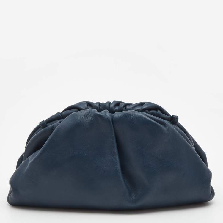 Pre Owned Bottega Veneta Dark Blue Leather Mini The Pouch Bag