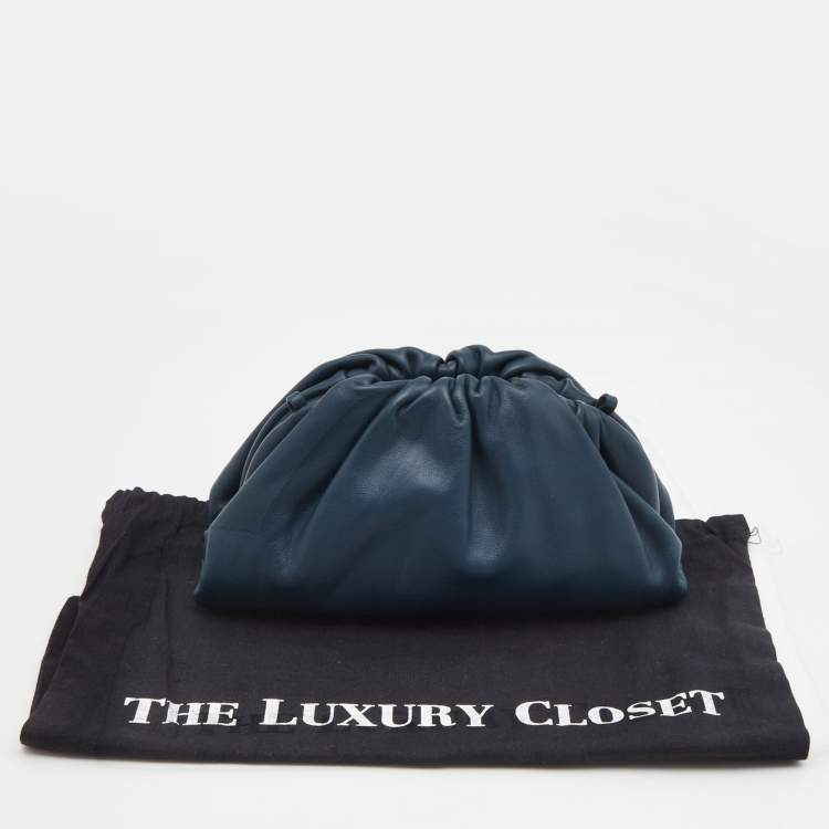 Pre Owned Bottega Veneta Dark Blue Leather Mini The Pouch Bag