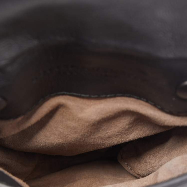 Pre Owned Bottega Veneta Black Intrecciato Leather Double Micro Crossbody Bag