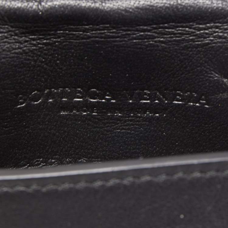 Pre Owned Bottega Veneta Black Intrecciato Leather Double Micro Crossbody Bag