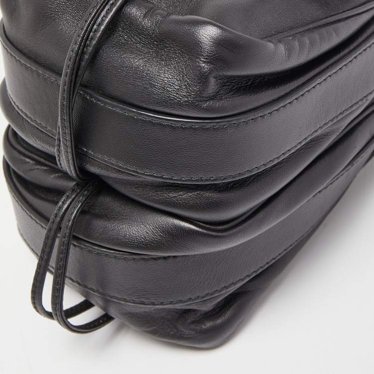Pre Owned Bottega Veneta Black Intrecciato Leather Double Micro Crossbody Bag