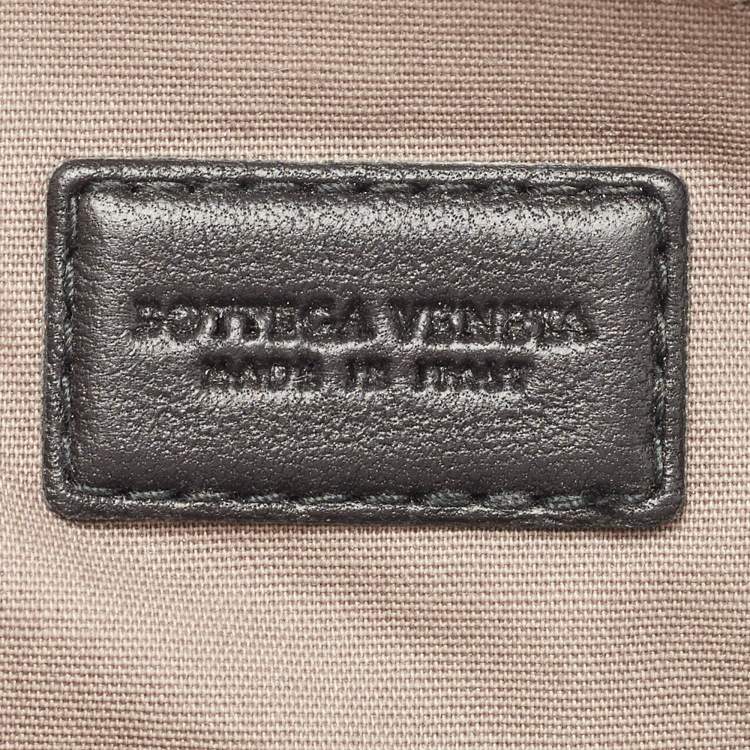 Pre Owned Bottega Veneta Black Intrecciato Leather Top Zip Pouch