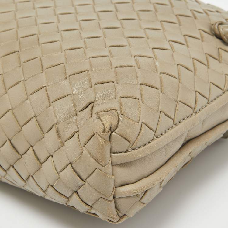 Pre Owned Bottega Veneta Beige Intrecciato Leather Nodini Shoulder Bag