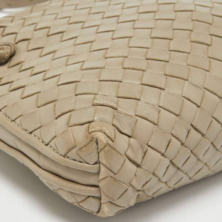Pre Owned Bottega Veneta Beige Intrecciato Leather Nodini Shoulder Bag