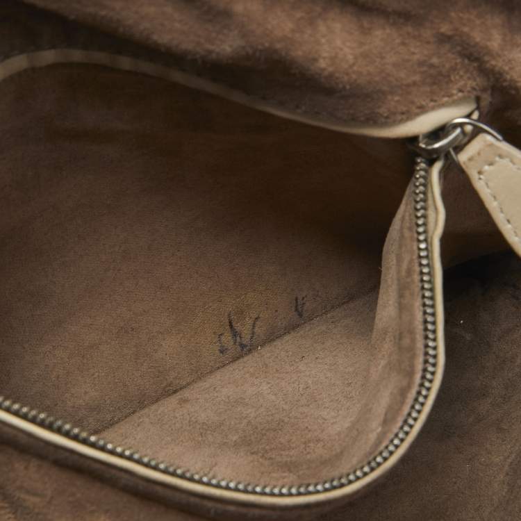 Pre Owned Bottega Veneta Beige Intrecciato Leather Nodini Shoulder Bag