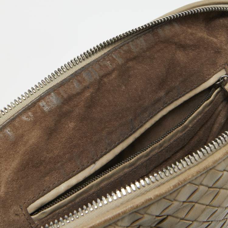 Pre Owned Bottega Veneta Beige Intrecciato Leather Nodini Shoulder Bag