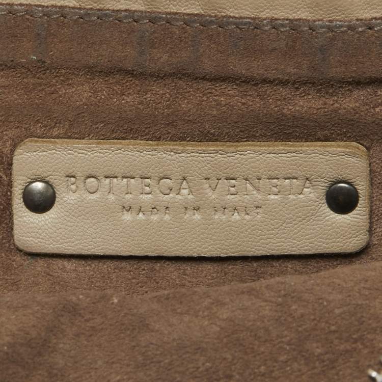 Pre Owned Bottega Veneta Beige Intrecciato Leather Nodini Shoulder Bag