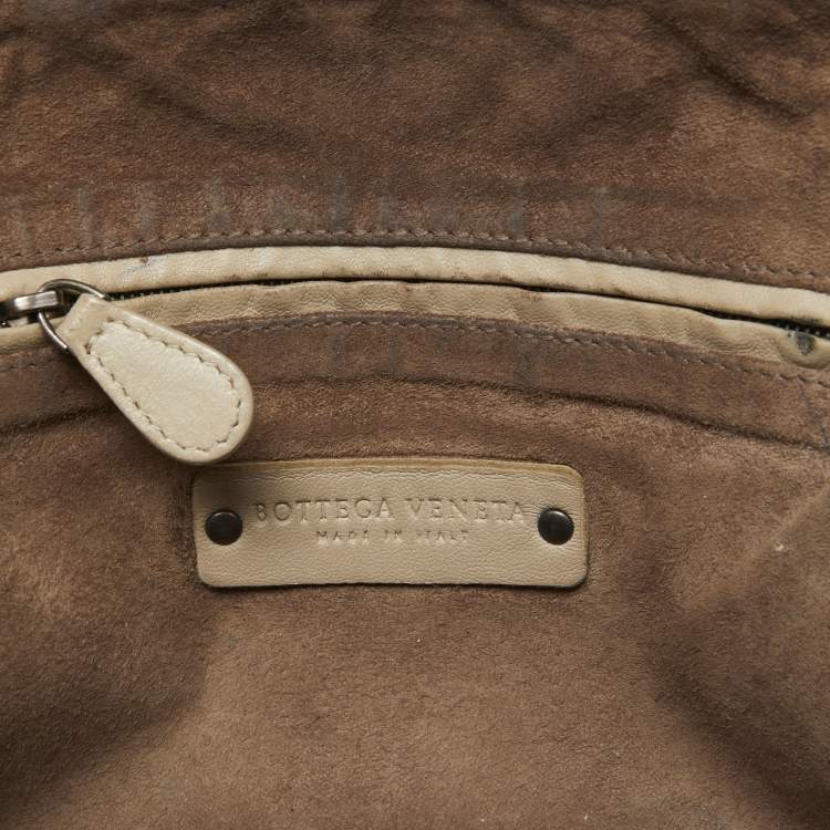 Pre Owned Bottega Veneta Beige Intrecciato Leather Nodini Shoulder Bag
