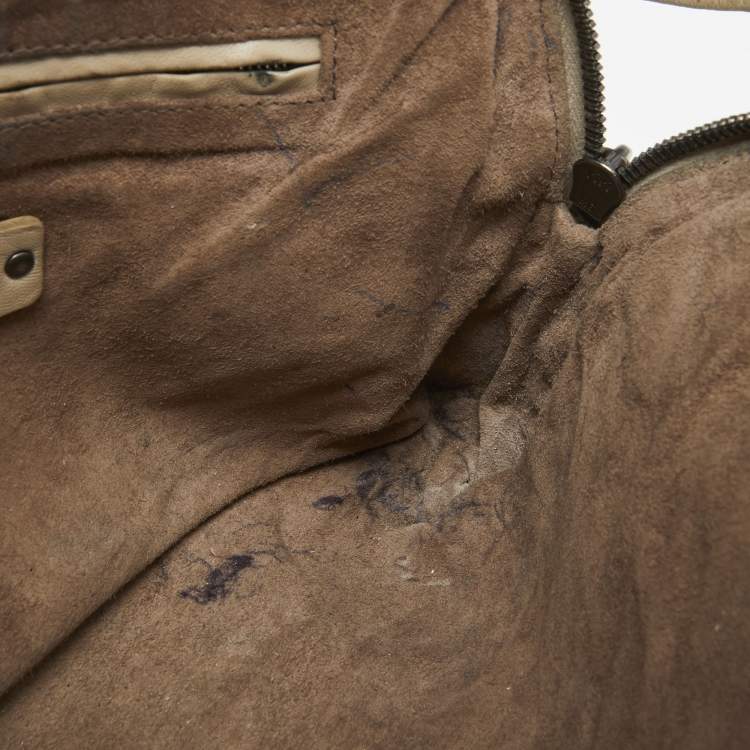 Pre Owned Bottega Veneta Beige Intrecciato Leather Nodini Shoulder Bag