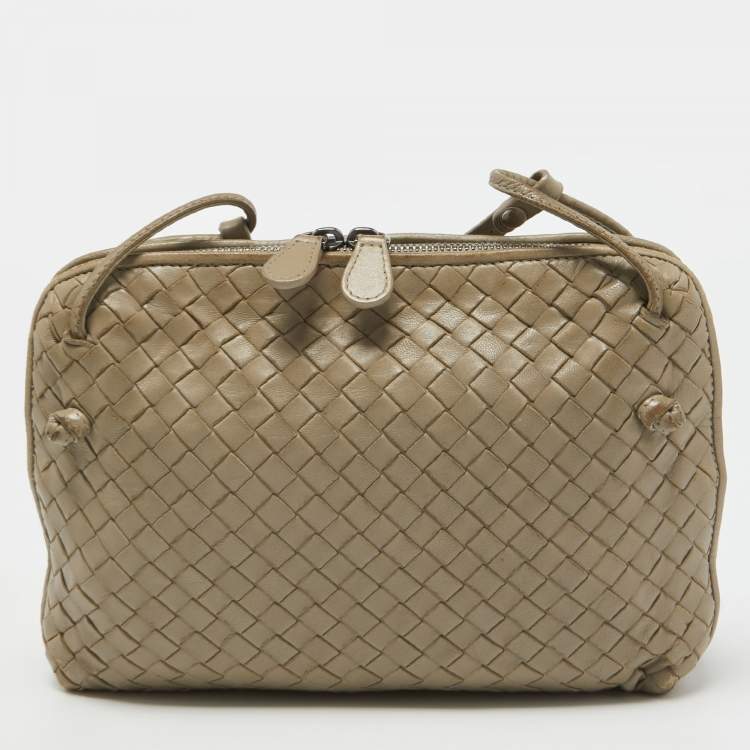 Pre Owned Bottega Veneta Beige Intrecciato Leather Nodini Shoulder Bag