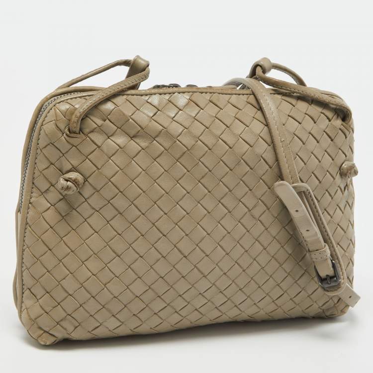 Pre Owned Bottega Veneta Beige Intrecciato Leather Nodini Shoulder Bag