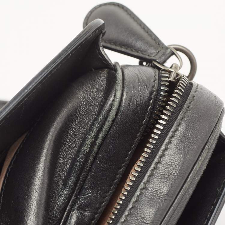 Pre Owned Bottega Veneta Black Intrecciato Leather Camera Shoulder Bag