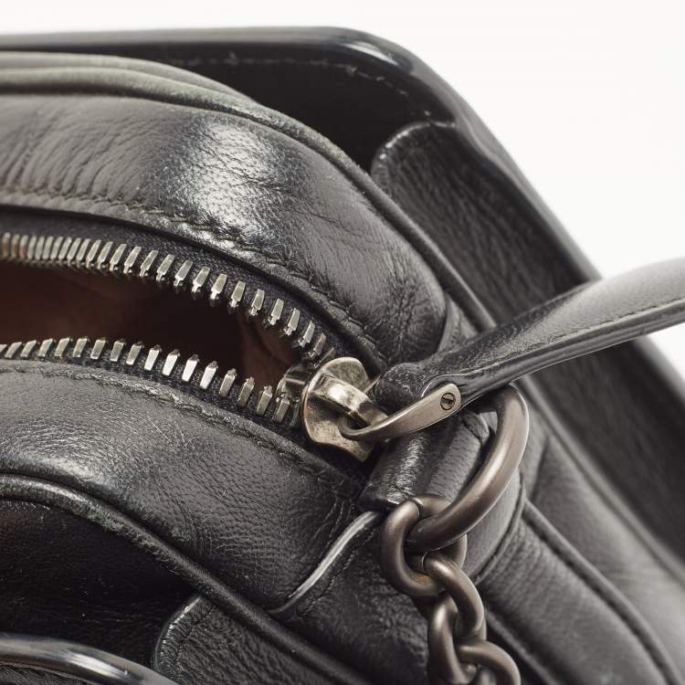 Pre Owned Bottega Veneta Black Intrecciato Leather Camera Shoulder Bag