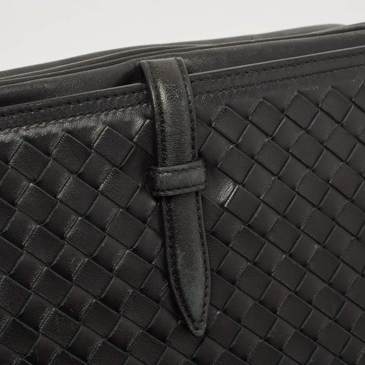 Pre Owned Bottega Veneta Black Intrecciato Leather Camera Shoulder Bag