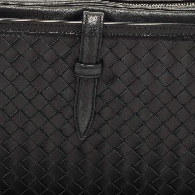 Pre Owned Bottega Veneta Black Intrecciato Leather Camera Shoulder Bag
