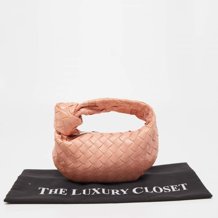 Pre Owned Bottega Veneta Peach Intrecciato Leather Mini Jodie Hobo