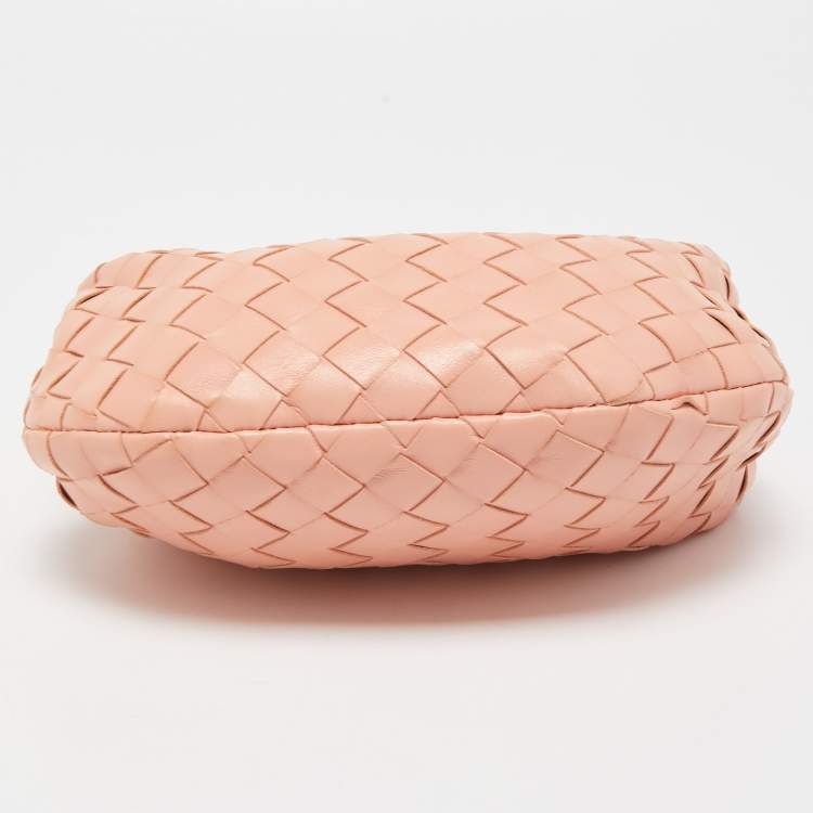 Pre Owned Bottega Veneta Peach Intrecciato Leather Mini Jodie Hobo