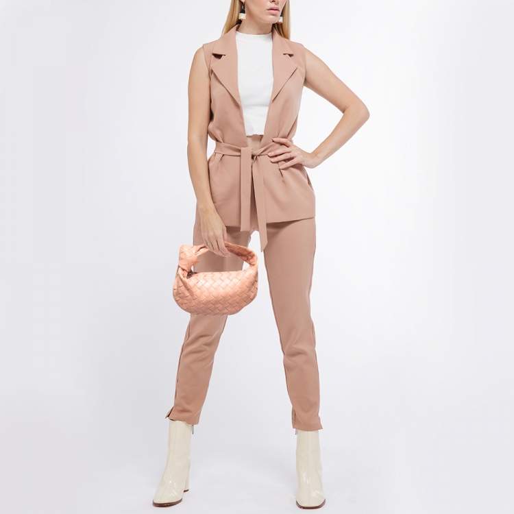 Pre Owned Bottega Veneta Peach Intrecciato Leather Mini Jodie Hobo