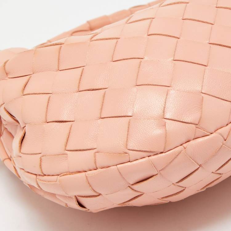Pre Owned Bottega Veneta Peach Intrecciato Leather Mini Jodie Hobo