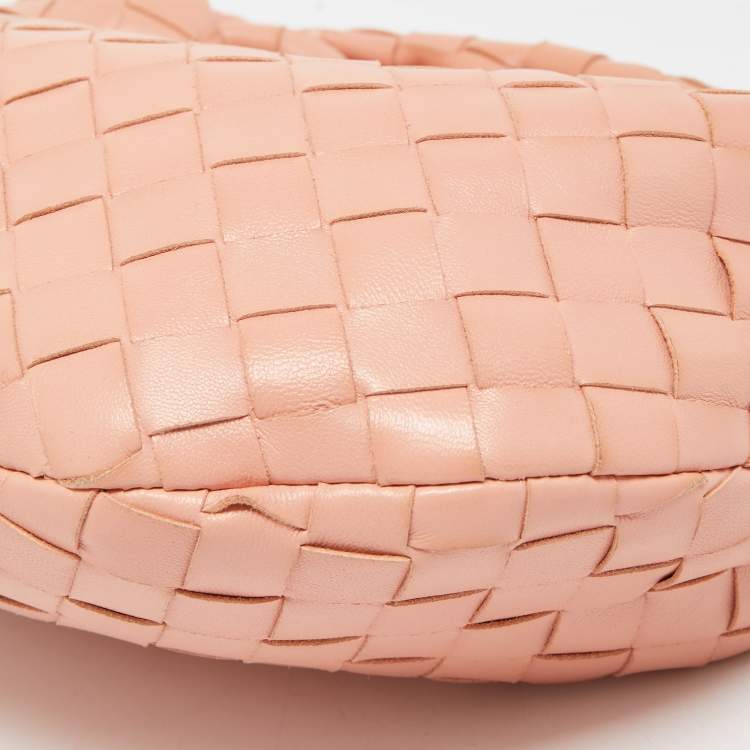 Pre Owned Bottega Veneta Peach Intrecciato Leather Mini Jodie Hobo