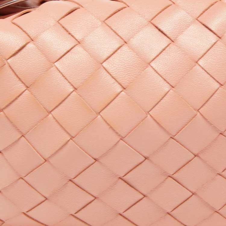 Pre Owned Bottega Veneta Peach Intrecciato Leather Mini Jodie Hobo