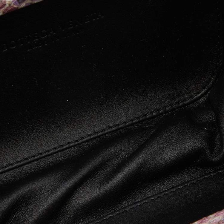 Pre Owned Bottega Veneta Purple/Black Watersnake Leather Knot Clutch