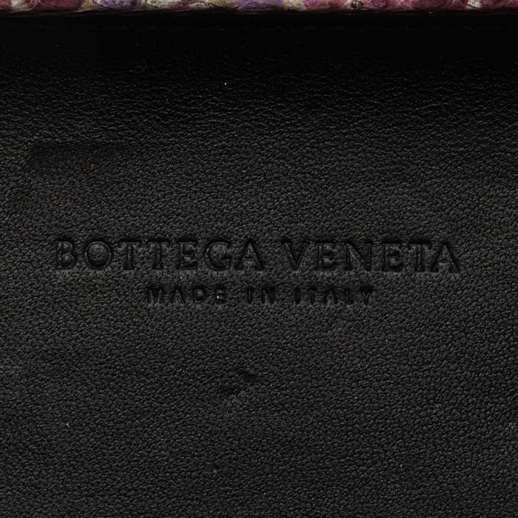 Pre Owned Bottega Veneta Purple/Black Watersnake Leather Knot Clutch